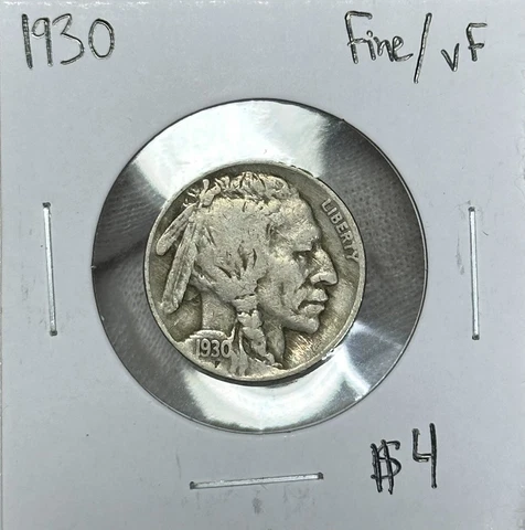 1930 P Buffalo Nickel Fine/VF Cover