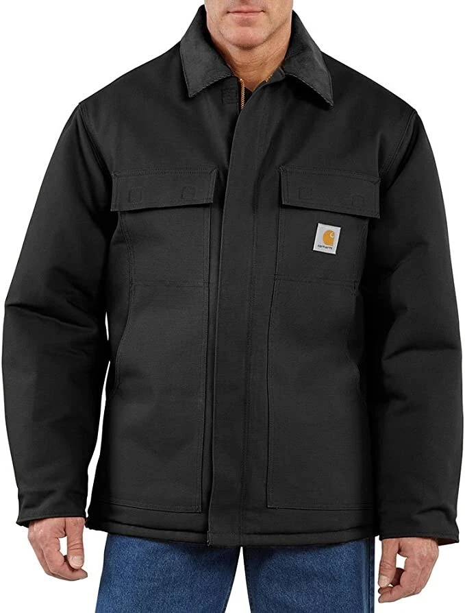 Carhartt Mens Flannel Lined Duck Active Jacket 0J0140-M Black Size XL Tall