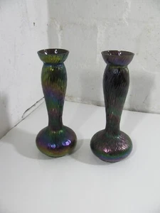 2 x Jugendstil Vase wohl Loetz ? Palme König ? um 1900 irisierend Glas (E 246) - Bild 1 von 13
