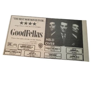 Vintage 1991 Goodfellas Theater Times Print AD Mob Movie Robert DeNiro Pesci Liotta - Bild 1 von 3