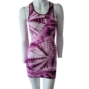 Tie Dye Long Racerback Tank Top Purple Stretch Fitted XS/S - Picture 1 of 8