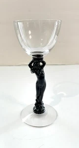 Cambridge Statuesque Nude Ebony Black Stem Wine Claret Glass 6.5” Tall - Picture 1 of 9