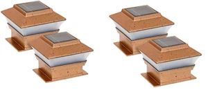 4 PK 2-SMD Outdoor 4X4 Garden Solar Copper Post Deck Cap Square Fence Light 244A - Picture 1 of 12