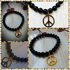 Antidepresivo TERAPIA DE AROMAS Pulsera de cuentas PACHULÍ Oro Paz Ónix - Imagen 1 de 1