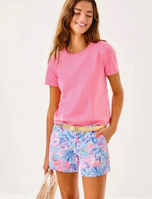 LILLY PULITZER WOMENS CALLAHAN STRETCH SHORTS 8 ELEPHANT SPLASH NWT $64.00 - Image 1 of 4
