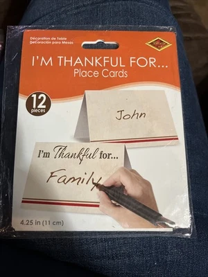 I’m Thankful For Place Cards 12 Pieces 4.25 In Stationary party Thanksgiving New - Image 1 of 4