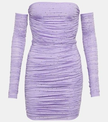 Mini Vestido Alex Perry Azul Cristal Adornado Jersey Acanalado Elástico Fiesta Púrpura Foto 1 de 4