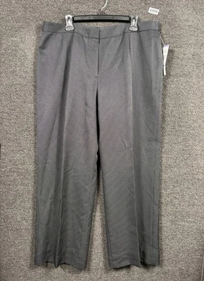 Le Suit Dress Pants Womens Size 18 Gray Pinstripe Pleated Front Straight Leg NEW - Image 1 of 4