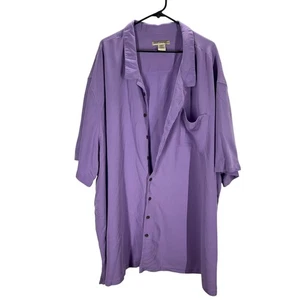 Lavender Rayon Blend Button Up Shirt Summer Casual Resort Island Passport 6XLT - Picture 1 of 9