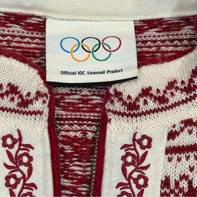 Dale of Norway Olympic Wool Cardigan Sweater Red White Nordic Zip M - Image 1 of 4
