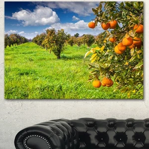 Designart "Bright Green Grass in Orange Garden" Large Small - Picture 1 of 5
