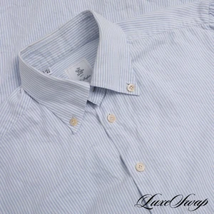 #1 MENSWEAR G. Inglese x NMWA White Blue Striped OCBD Oxford Cloth Shirt 16.5 NR - Picture 1 of 6