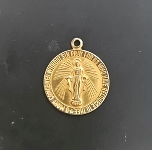 Vintage. 14k Gelbgold Wunderbare Medaille Anhänger Jungfrau Maria Charm/Anhänger - 1,2 gm - Bild 1 von 5