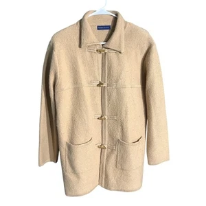 Cappotto di lana Karen Scott donna taglia M - bottoni a levetta davanti, manica lunga, casual - Foto 1 di 8