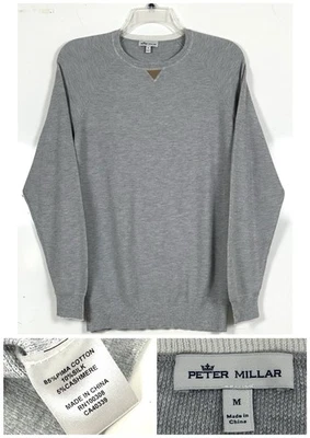 Suéter Peter Millar Para Hombre Gris Medio Cuello Redondo Pima Algodón Seda Mezcla Cachemira Foto 1 de 4