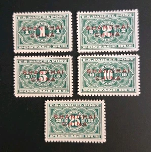 US Stamps #JQ1-5 1913 Darrah Type II Shanghai Overprint China Post Replica Set - Picture 1 of 2