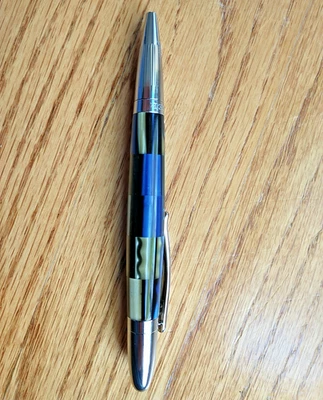Levenger Ballpoint Pen Checkmate Blue/White Multicolor Discontinued - Image 1 of 4