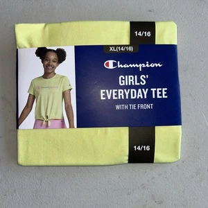 Champion Girl's Short Cap Sleeve Everyday Tee With Tie Front XL(14/16) Necip - Picture 1 of 5