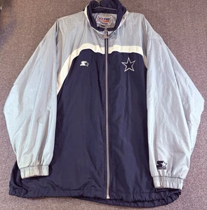 VINTAGE Dallas Cowboys Starter Proline Windbreaker Jacke Erwachsene XL Kapuze 90er - Bild 1 von 11