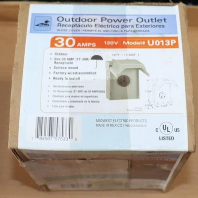 Midwest Electric Products U013P  30 Amp Temporary RV Outdoor Power Outlet New - Image 1 of 2