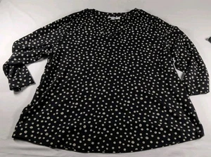 Chico's 100% Pima Cotton Polka Dot Print V-neck Pull Over Tee, Sz Xxl - Picture 1 of 10