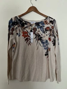 Chico's Womens Floral Autumn  Bateau Neck Long Sleeve Sweater Pullover Knit Soft - Picture 1 of 13