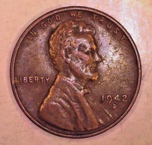 1942 D Lincoln Wheat Cent ss RB Kupfer - Bild 1 von 2