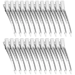 24 Pcs 3.5" Metal Duck Bill Hair Clips for Styling and Sectioning (Silver) - Picture 1 of 12