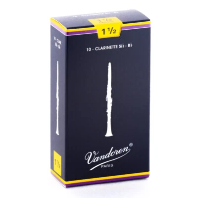 Vandoren 10 PACK Traditional Bb Clarinet Reeds #1.5 Strength 1 1/2 - CR1015
