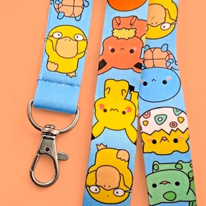 CHIBI POKEMON DOODLE LANYARD eevee pikachu starter kawaii phone strap ID clip 3Y - Picture 1 of 3