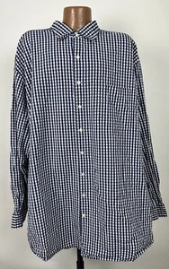 Rochester Seersucker Shirt Men 4XLT TALL Navy Check Long Sleeve Button Down - Picture 1 of 17
