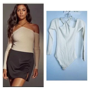 Abercrombie & Fitch Ribbed Cream Bodysuit - Medium, GUC Trendy Off-Shoulder sexy - Picture 1 of 7