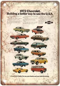 Metal Sign - 1972 Chevrolet Auto Ad - Vintage Look Reproduction A10537 - Picture 1 of 2