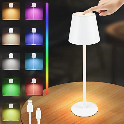 2W Dimmbar Akku RGB LED Tischleuchte Touch Tischlampe USB Innen & Außen Kabellos - Bild 1 von 4