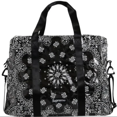 Supreme Black Box Logo Duffle Bag Large Bandana Tarp Nylon 2021 Rare Brand New - Image 1 of 4