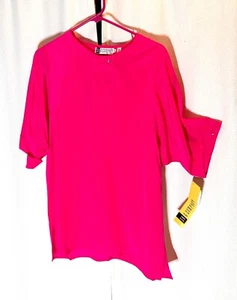 Women's short sleeve silk blouse Medium/lg(sz 14), rosy pink - Picture 1 of 4