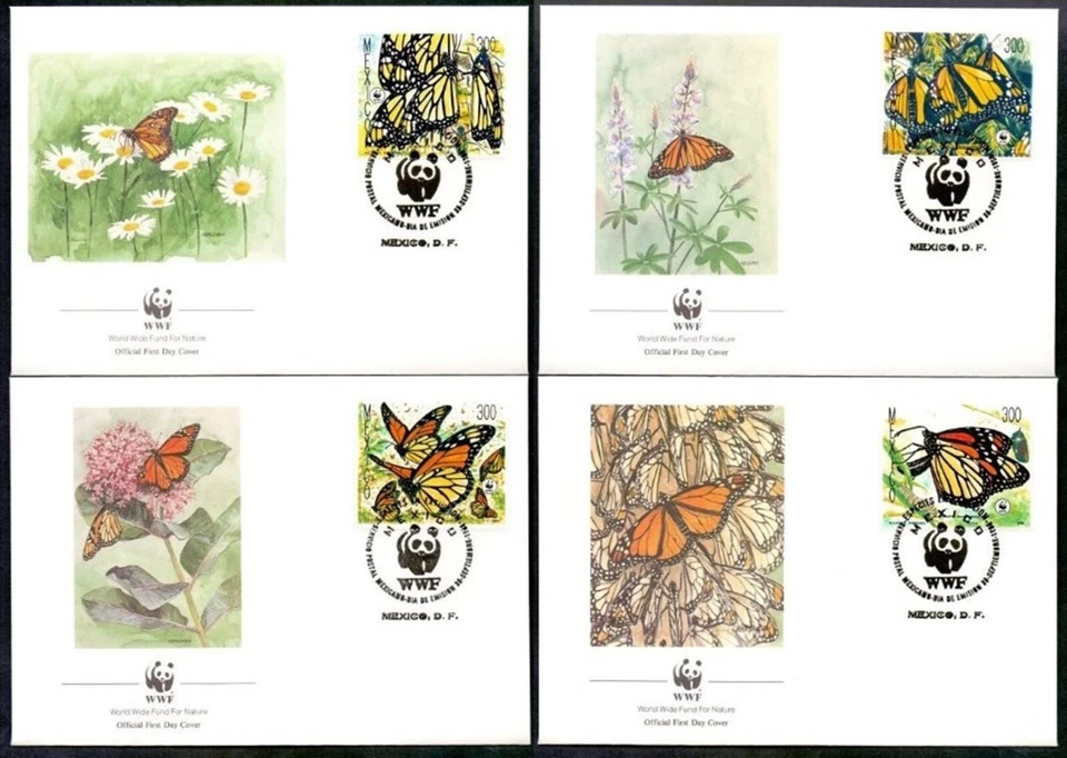 Mexico 1988  ☀ WWF Fauna /  Butterflies ☀ 4x FDC - Image 1 of 1