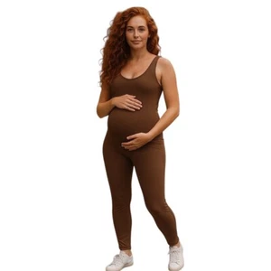 Mono Mono Mujer L Marrón Maternidad Unitard Sin Mangas Elastizado Comodidad - Imagen 1 de 13
