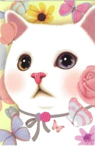 New Choo Choo Cat Postcard Jetoy Type REPRODUCTION White with Butterflies - Picture 1 of 2