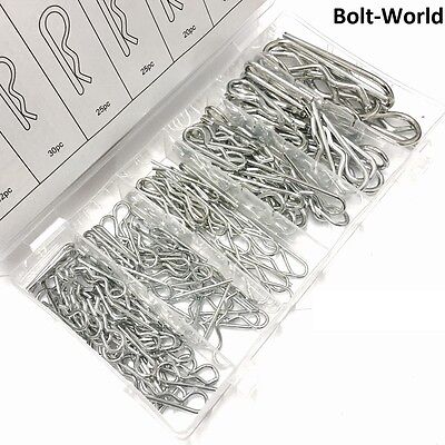 150 Pcs Hair Pin Hitch Retaining R Clips Lynch Cotter Spring Bright Assorted Set • 5.85£