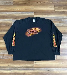 Vintage Y2K Victory Motorcycle Flames Dice Shirt USA 3XL Long Sleeve Biker - Picture 1 of 19