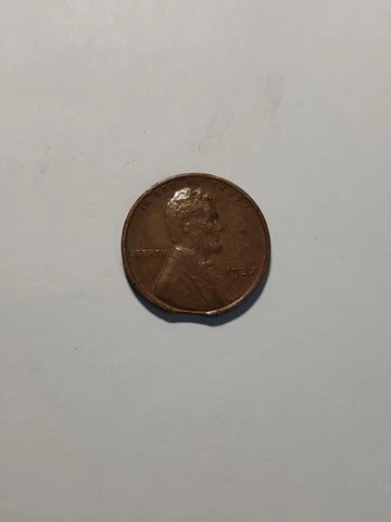 1937  P Die Clip Error Lincoln Wheat Cent #7Bzl Cover