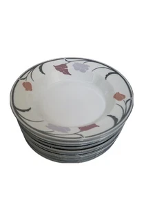Lot of 10 ~ Dansk Tivoli Belles Fleurs GRAY Rim soup bowl Japan - Picture 1 of 4