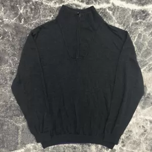 Robert Graham Sweater Mens XXL Wool Black Zip Pullover Collar Mock Long Sleeve - Picture 1 of 7