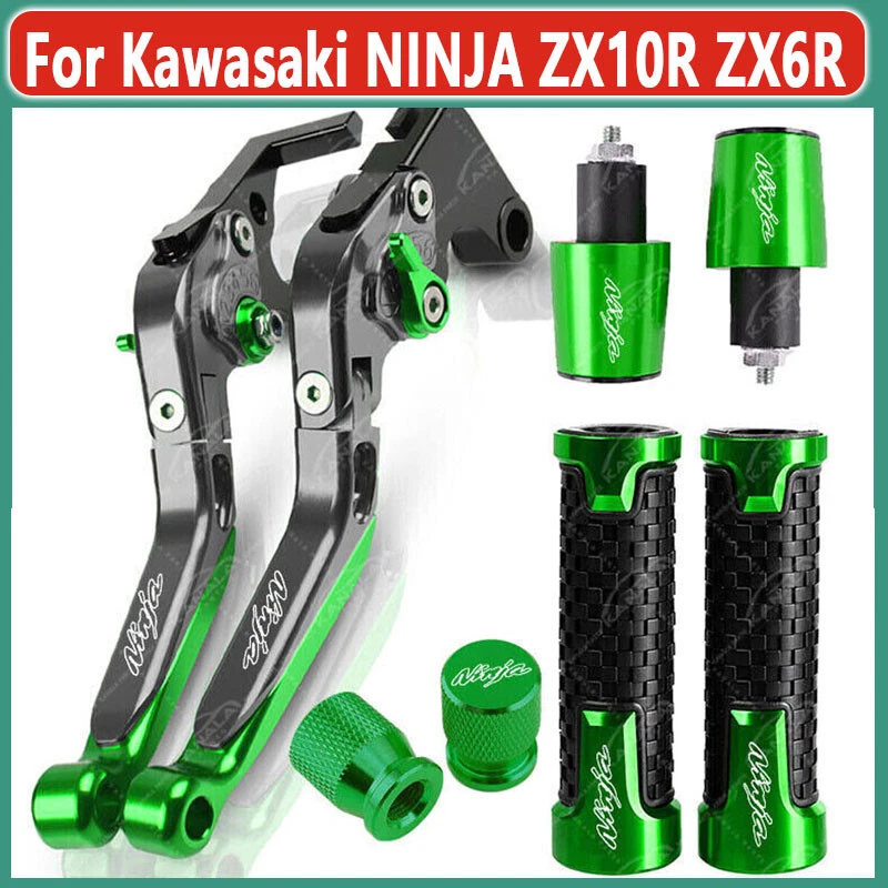 For Kawasaki NINJA ZX10R ZX6R 4Pcs CNC Brake Clutch Levers Handle Grips Cap Sets Foto 1 de 1