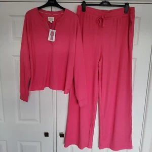 NEXT Womens Cerise Pink Soft Thin Waffle Pyjamas SIZE XL TALL 20 - 22 New - Picture 1 of 6