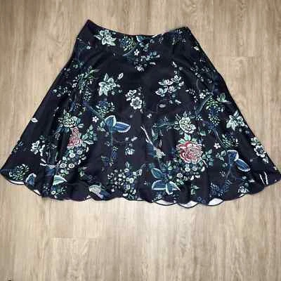 Context Women's Bird & Floral Print Navy A-Line Skirt Size 8 - Image 1 of 2