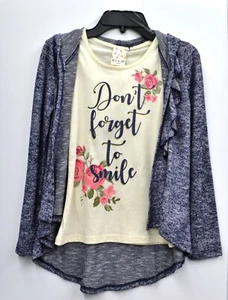 BELLE DU JOUR 2pc HOODED Sweater with TANK Top Blue Small Big Girls - Picture 1 of 3
