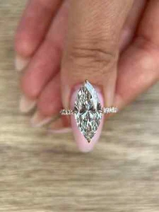 5.62 Cts Marquise Shape F/VS1 Lab Grown Diamond Engagement Ring 14k Rose Gold - Picture 1 of 15