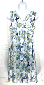 NWT Charm Your Price CYP Women's Medium sundress white w/flowers & butterflies - Picture 1 of 13
